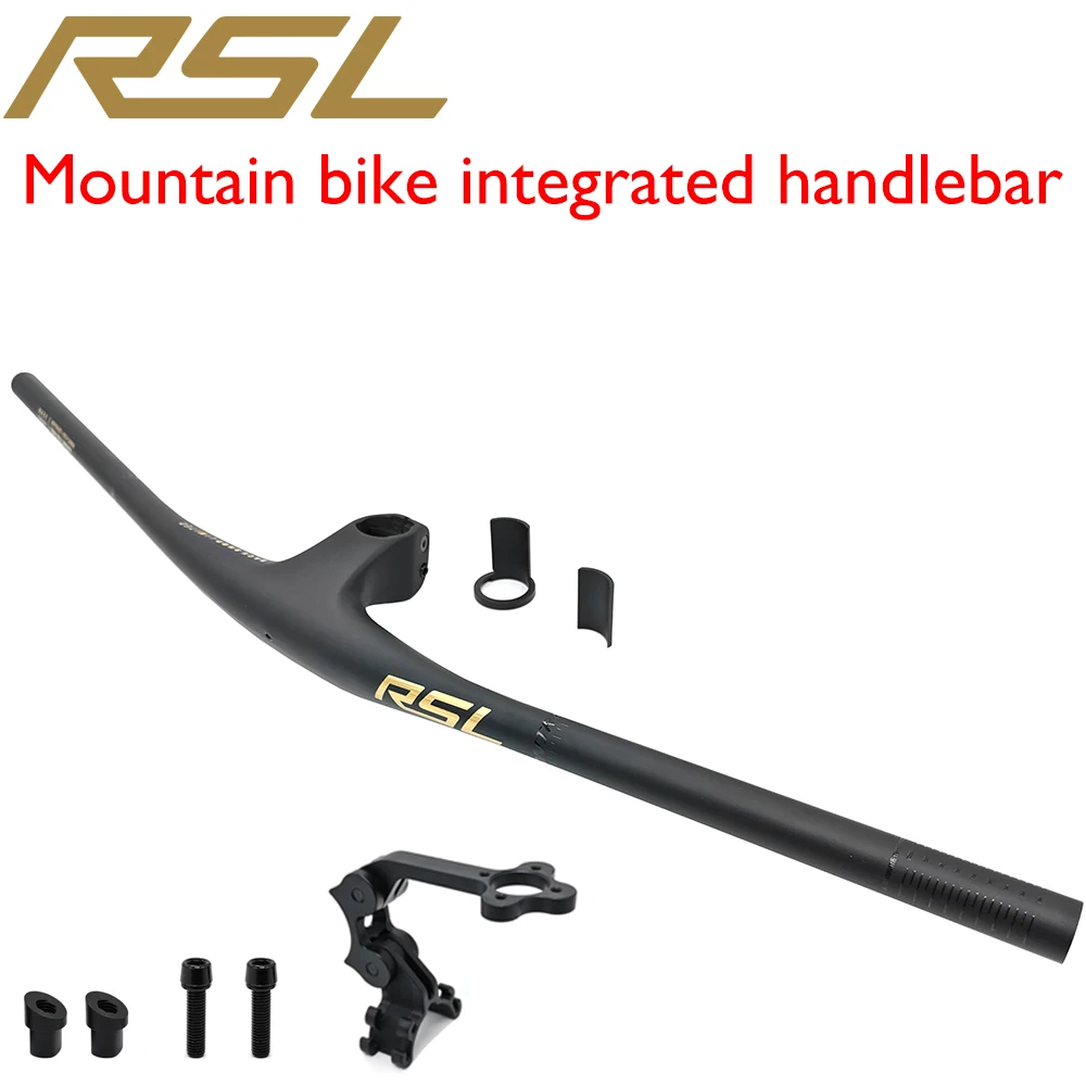 AliExpress OZTALLO RSL Full Carbon Fiber MTB Integrated Handlebar 28.6mm 700-800mm -13 Degree 60/70/80/90mm Stem For XC AM FR Mountain Bike Parts