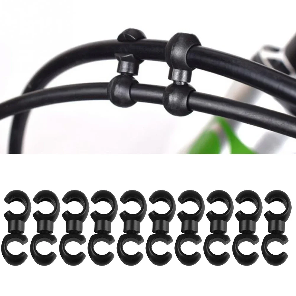 10pcs Bicycle Rotatable Line Pipe Buckles MTB Bike Derailleur Shift Cable Clips Reusable Bicycle Brake Gear Line Clamps