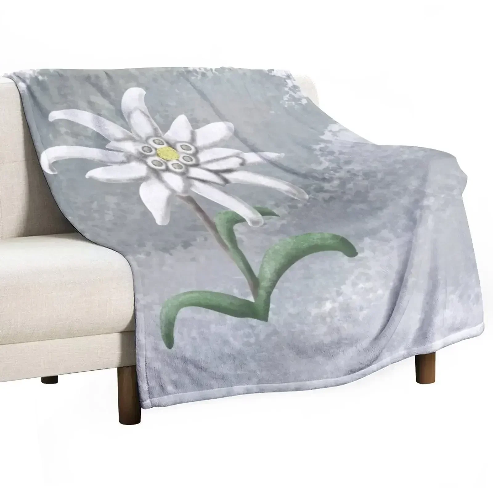 New Strength and Beauty- Edelweiss Throw Blanket Designers Custom Beach Blankets