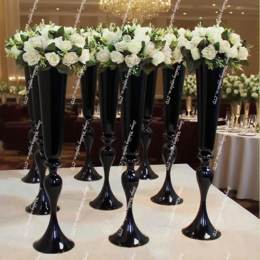 

10 шт.) 50 см-100 см) f40 черные свадебные центральные украшения для стола, Золотая металлическая подставка для цветов, ваза, дорога, свинцовое украшение для вечеринки, свадьбы Pro