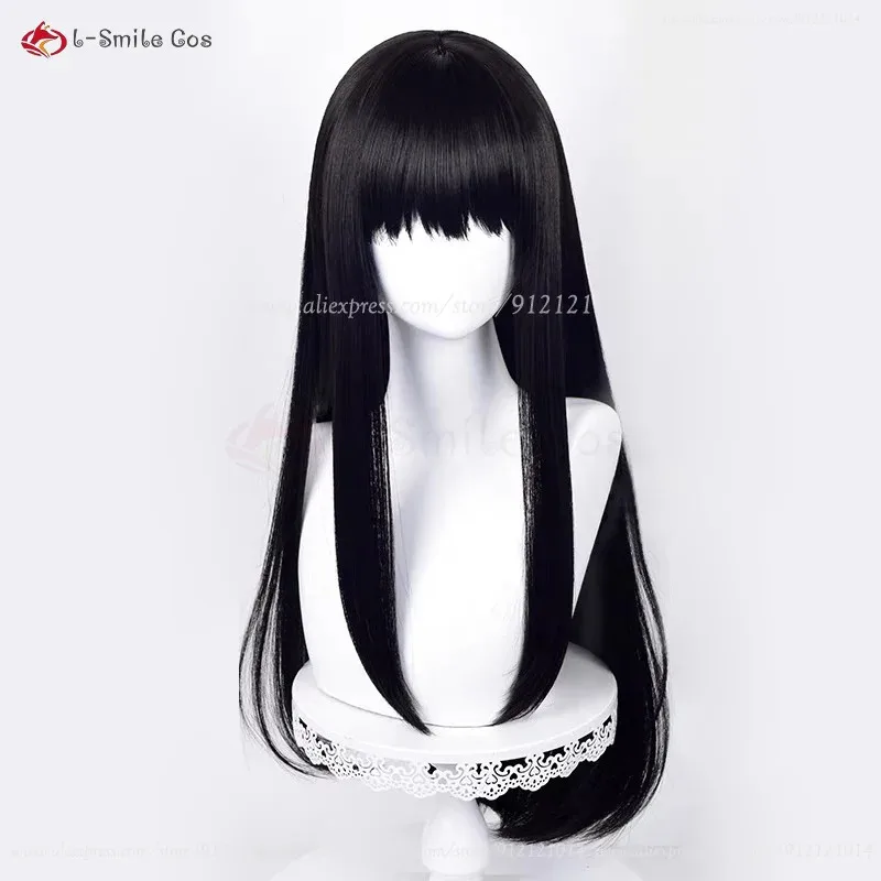 

qq45Anime Inoue Takina Cosplay Woman Long Black Heat Resistant Synthetic Hair Halloween Party Wigs + Wig Cap