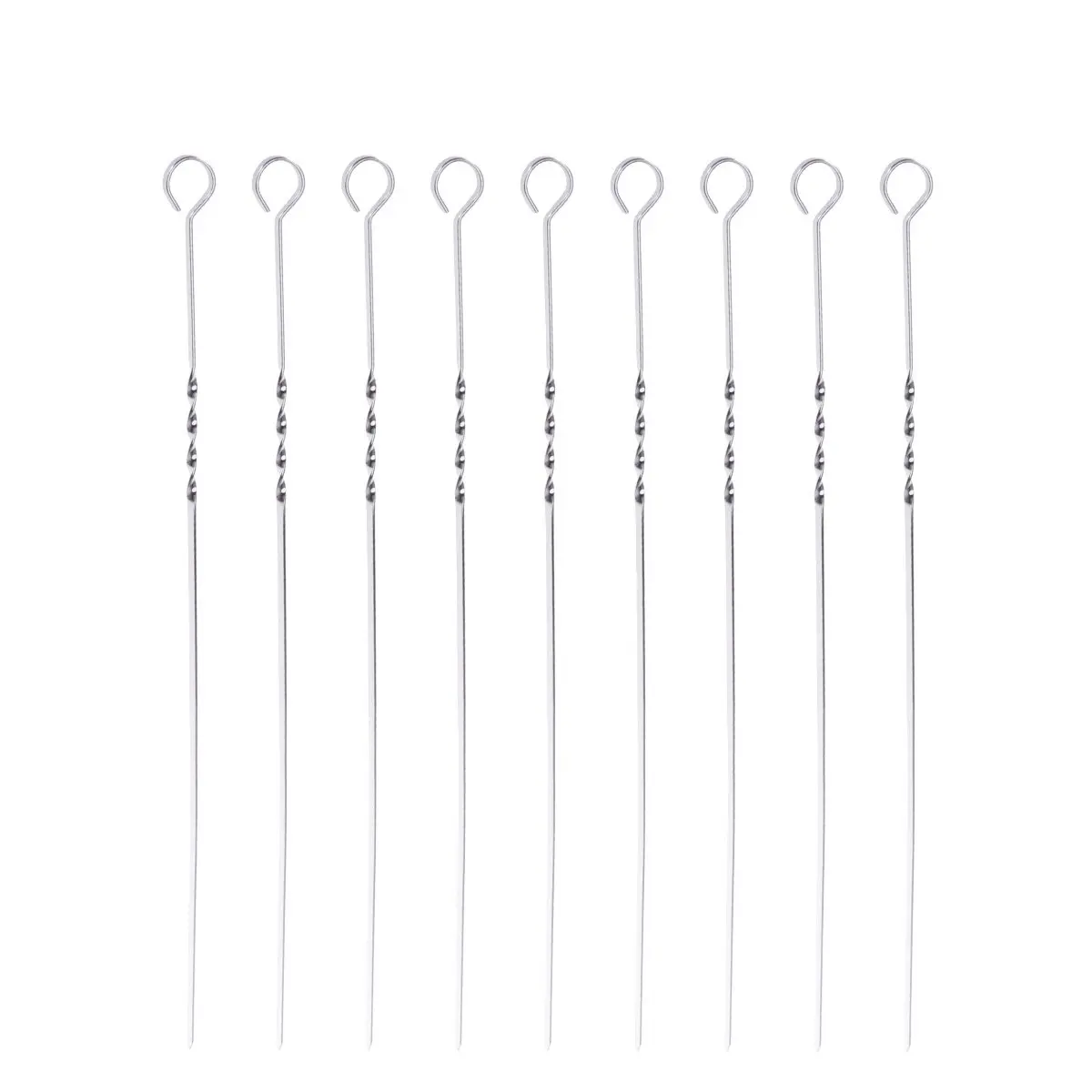 Heavy Duty Stainless Steel BBQ Skewers 20pcs Flat Wide Blades with Loop Handle for Grilling