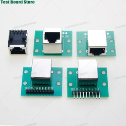 1Pcs test board RJ45 8P bent pin straight pin Ethernet network port terminal circuit board connector adapter