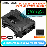 ATOUBOSS 2000W Inverter 12v 50/60Hz Adjustale DC 12V to 220Vac with USB Display inverter 12v 220v 4000w Peak Power Two Sockets