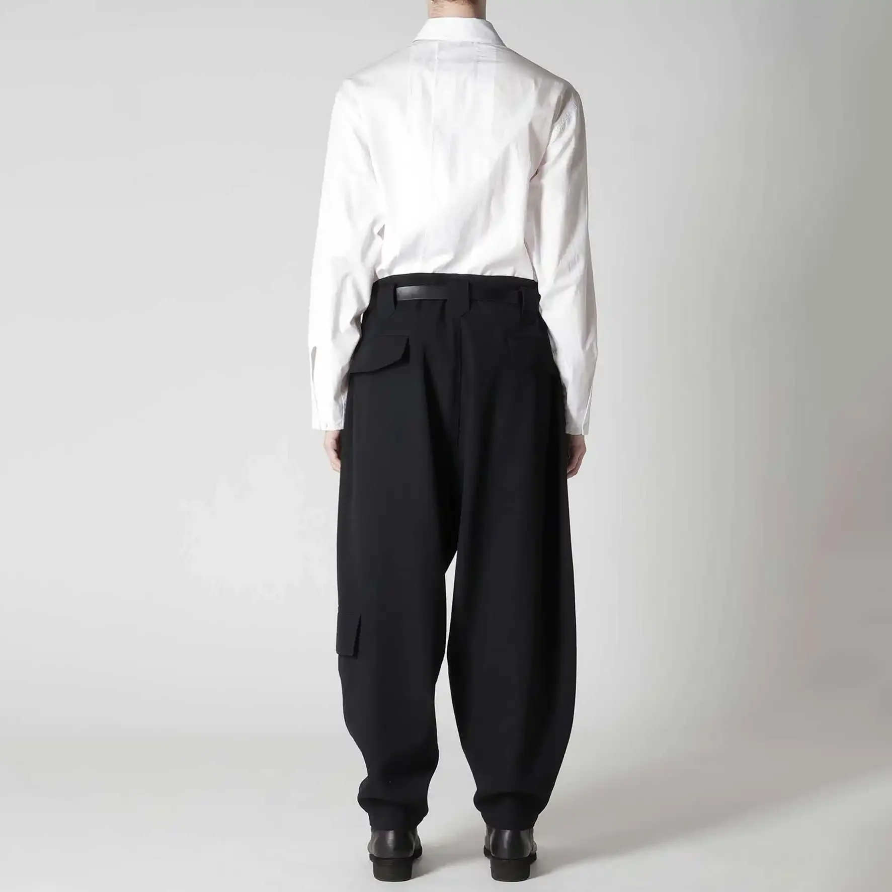 YOJI OOAK التصميم الأصلي الصوف مريح الكاحل المربوطة السراويل بلون تصميم الشعور عمال نمط السراويل عارضة للرجال #4