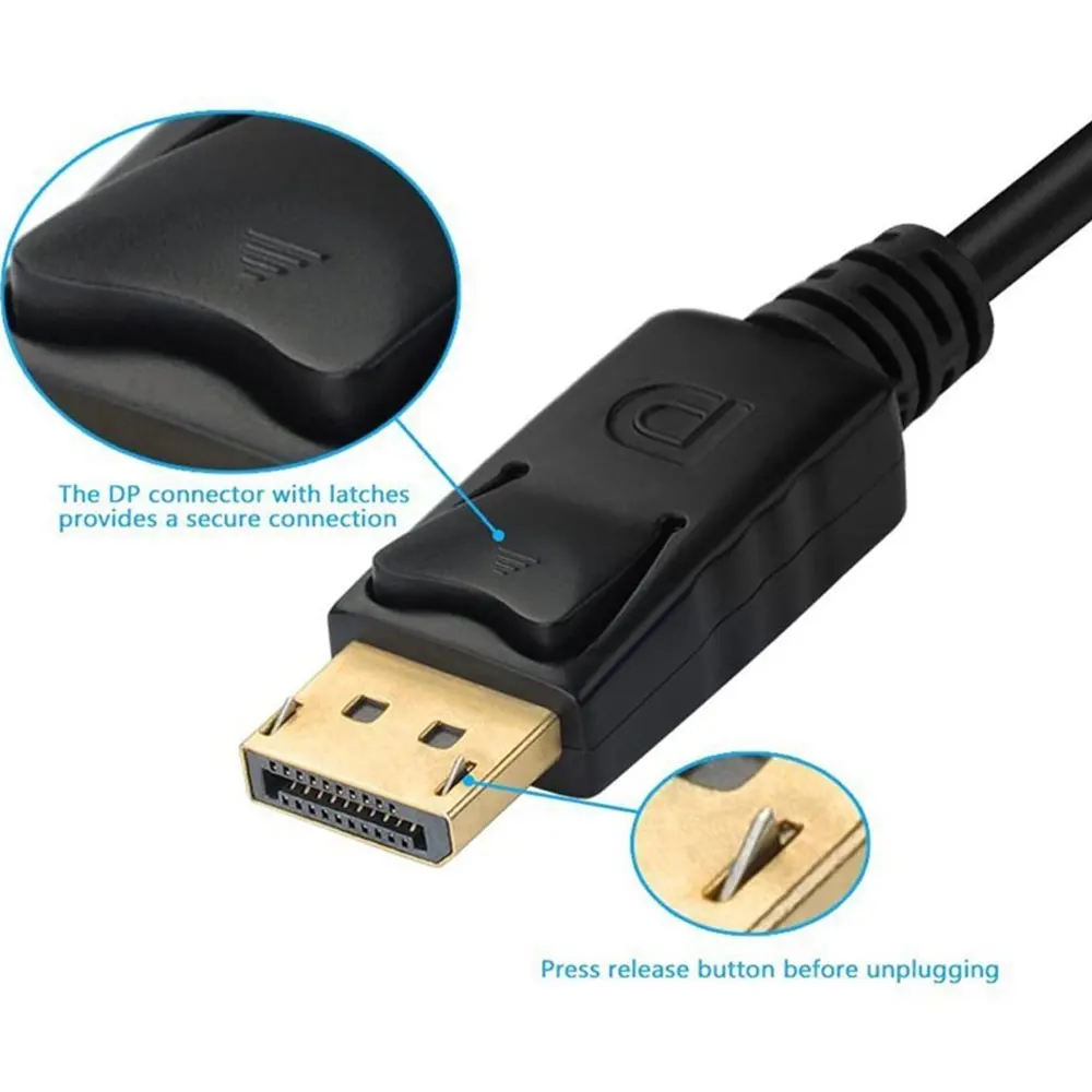 Displayport – adaptateur DVI VGA DP vers HDMI, convertisseur de câble de Port d'affichage 1080P 3 en 1 pour ordinateur de bureau, ordinateur portable, projecteur TV