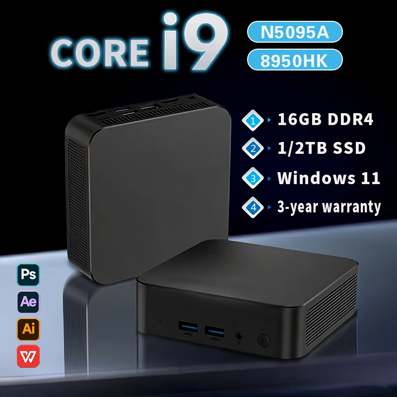 

Mini PC Windows 11 pro Core i9 8950HK 16GB DDR4 1TB SSD PC Gamer Computer Dual WIFI 6 BT5.2 4K HD Mini gaming Pc