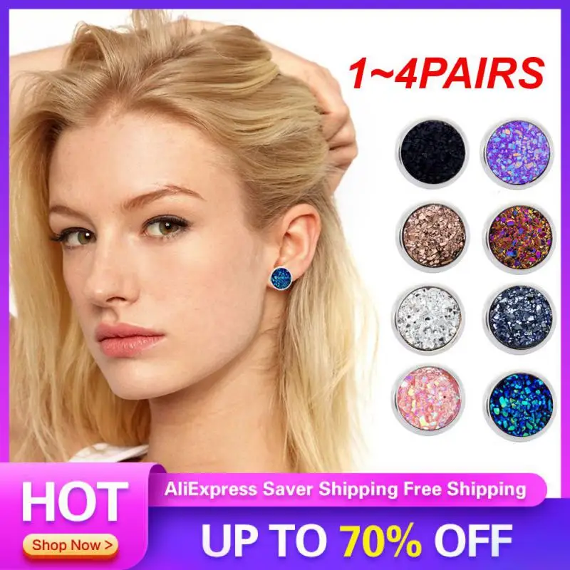 1~4PAIRS Piercing Jewelry Metal Fashion Cute Earrings Jewelry Gifts Women Earring Unisex Shinny Women Men Earrings