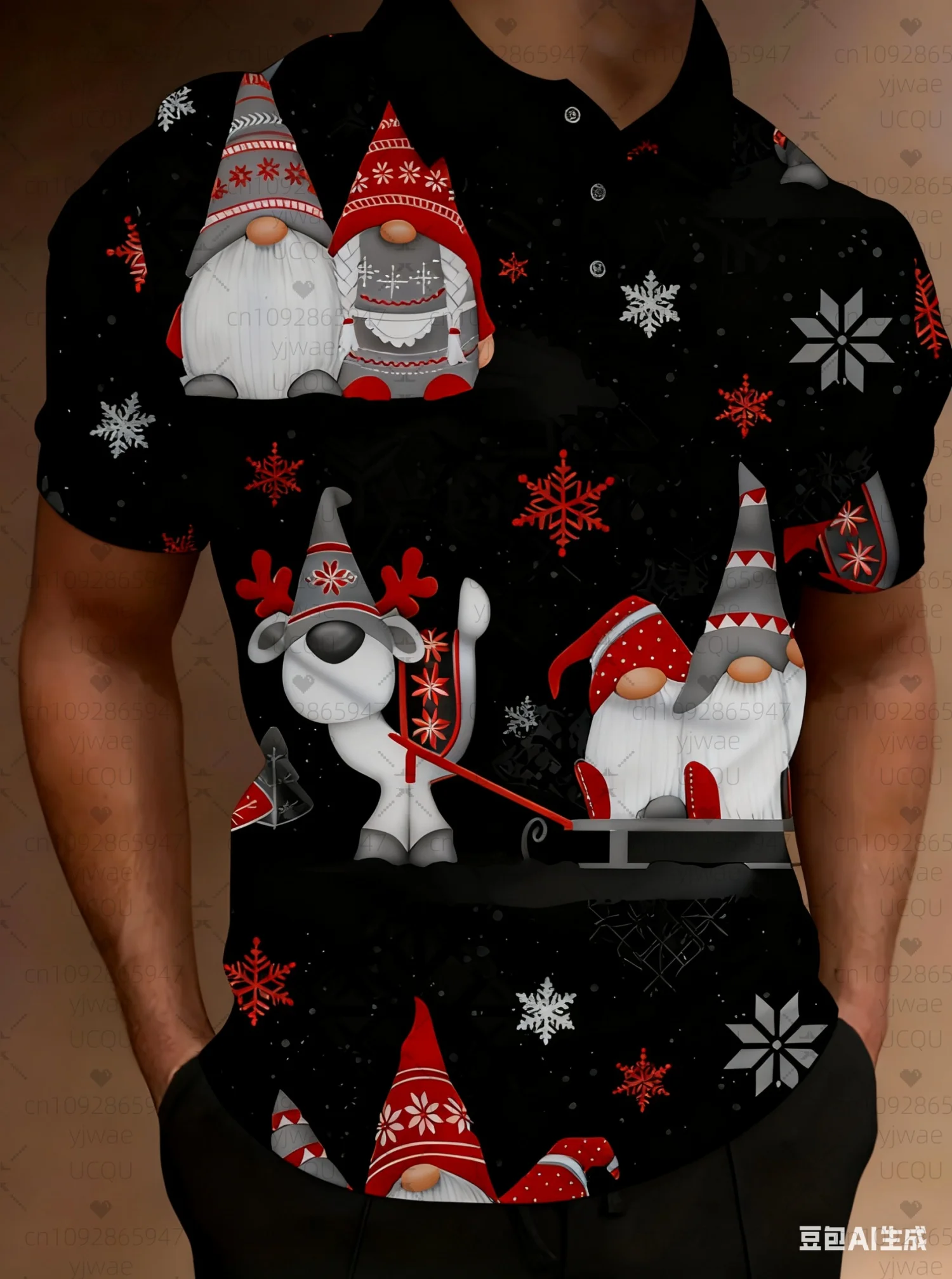 2025 الرجال حجم كبير رجالي جولف عيد الميلاد بولو تي شيرت بسيط سانتا كلوز طباعة قصيرة الأكمام قميص بولو اليومية حفلة ملابس للرجال
