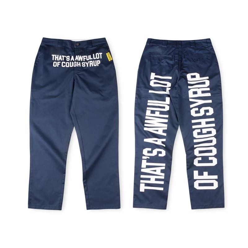 

American High Street Retro That's A Awful Lot of Cough Syrup Overalls Pants Men Women Trend Loose Casual Straight Leg Trousers