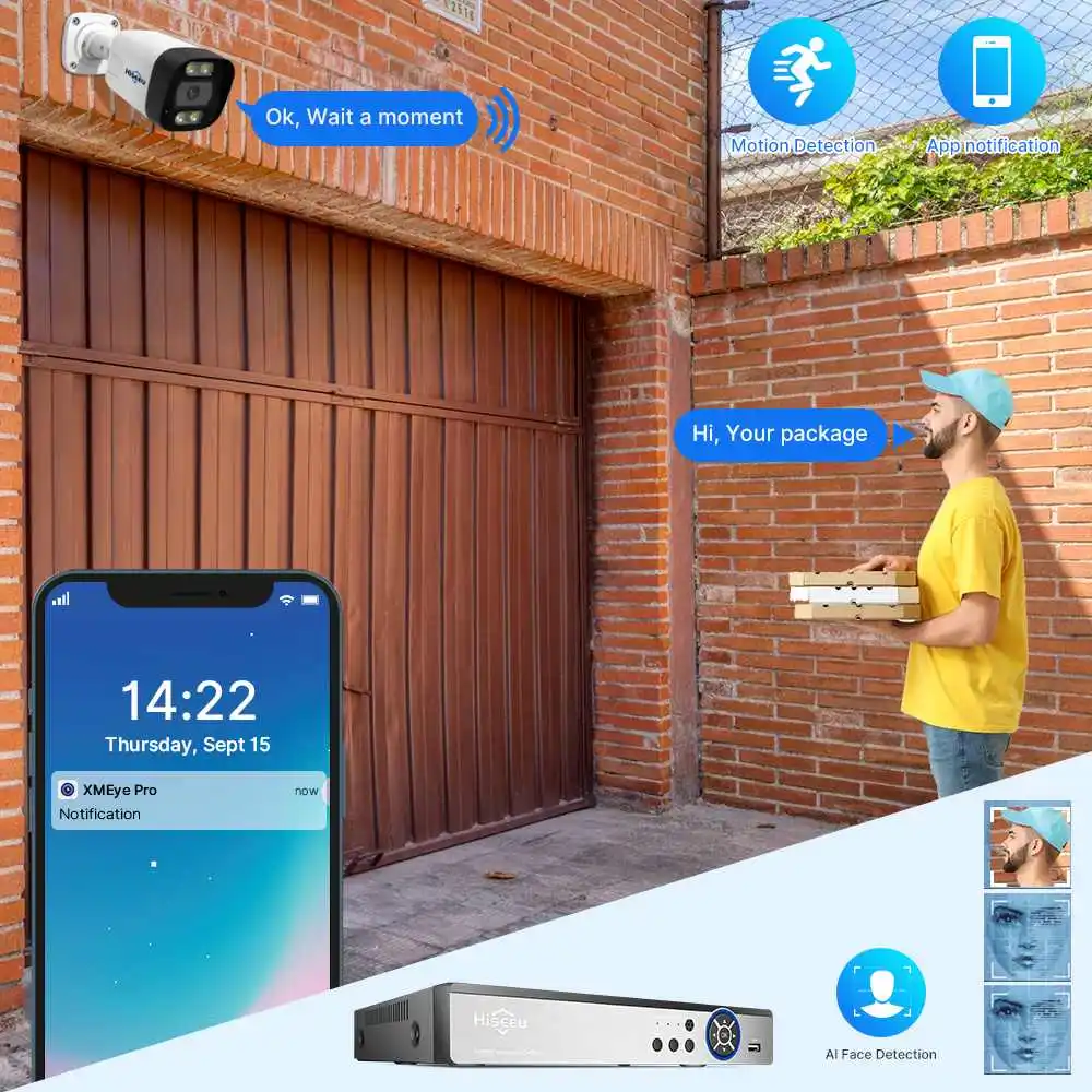 Hiseeu HB715-PA 4K 5MP POE IP Camera Intelligent Night Vision P2P Motion Detection Two-way Audio H.265 Waterproof Outdoor CCTV