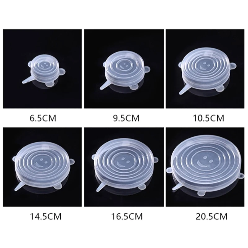 Coperchi in Silicone da 6 pezzi coperchi in Silicone adattabili coperchi per alimenti in Silicone elasticizzati universali per mantenere la copertura ermetica fresca per la cucina