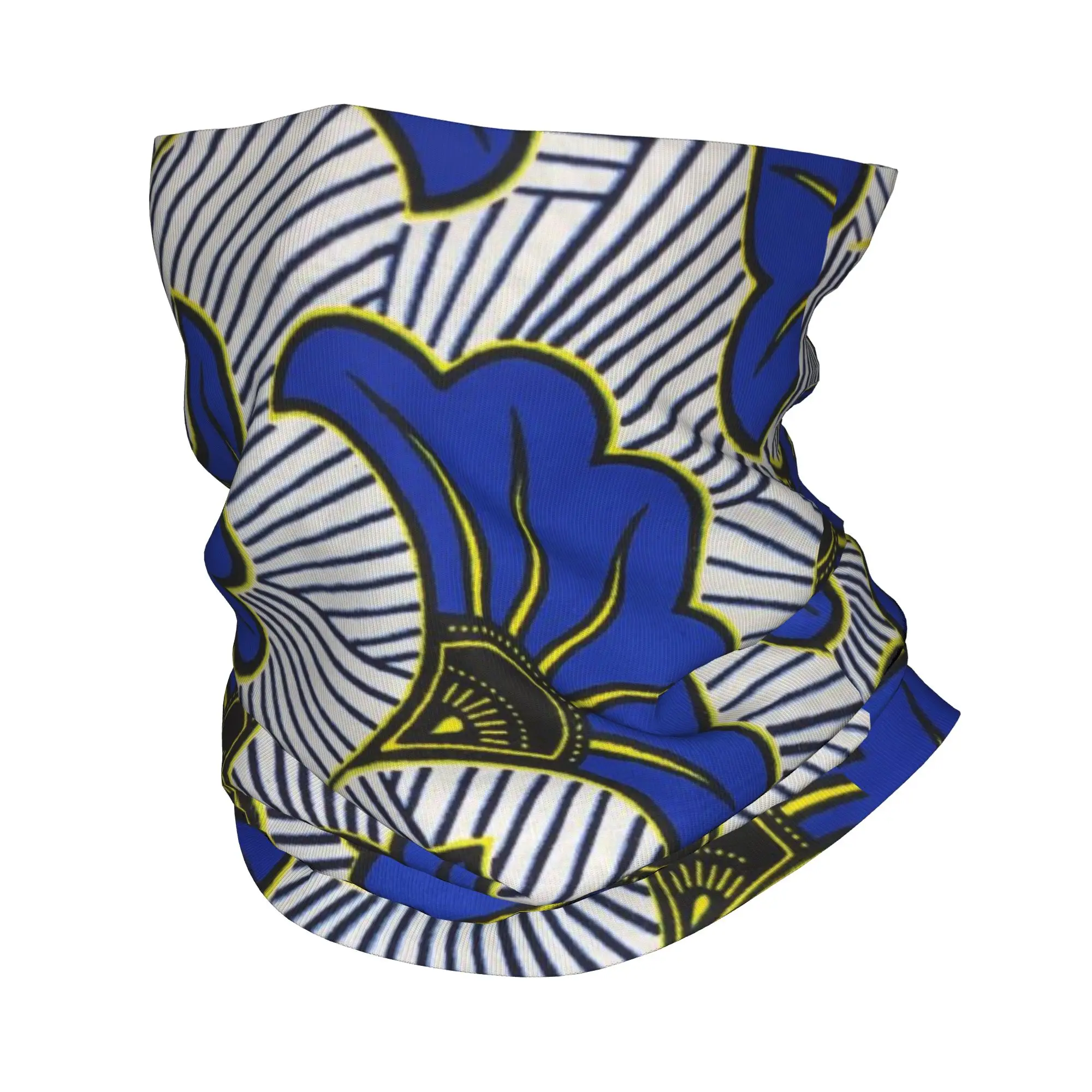 Africa Red and Yellow floral Ankara flowers Bandana Neck Cover Printed Wrap Scarf Multifunction Face Mask Cycling Unisex Adult