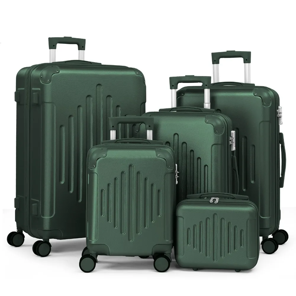 

Luggage Sets 5 Piece 100% PC Ultra Tough Hardside Expandable Suitcases Green