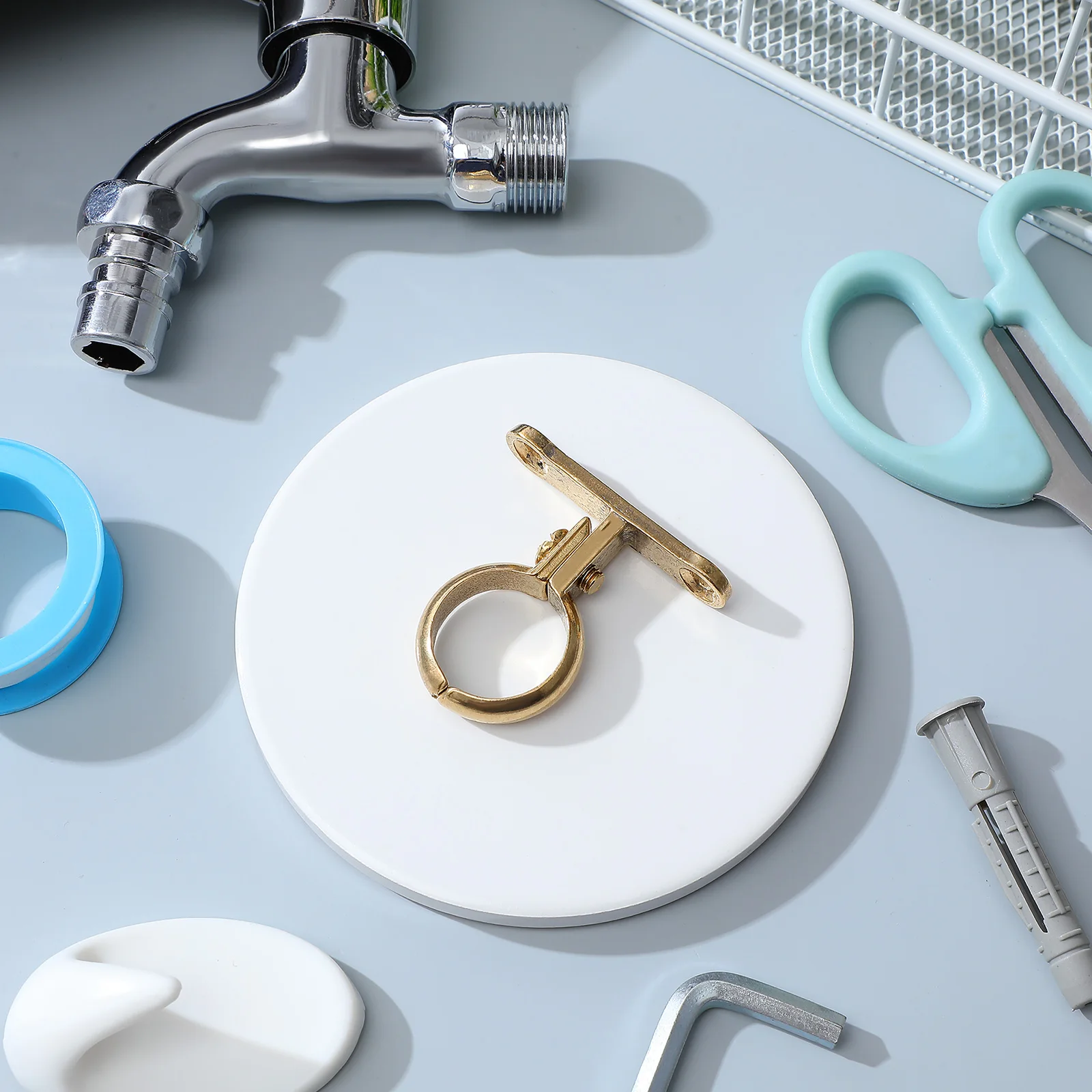 

Brass Pipe Clamp Heavy Duty Hose Clip Support Bracket 2 Holes Durable Easy Install High Pressure Fixation Tension Clip