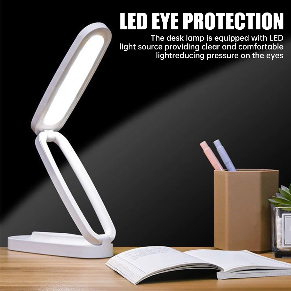 LED Reading Desk Lamp 3-Level Dimmable Eye Protection Table Lamps Bedroom Bedside Charging Foldable Night Lights Rome Decoration
