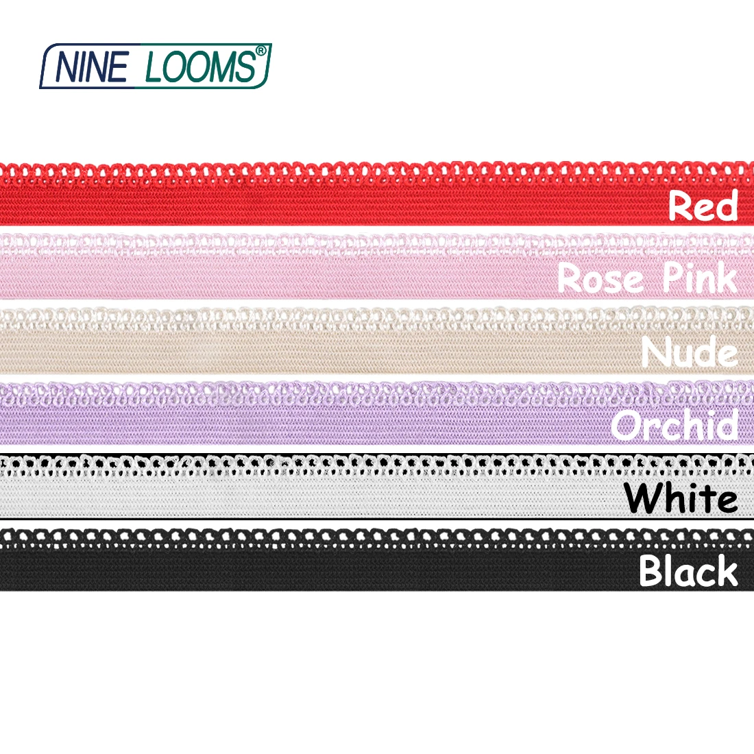 NINE LOOMS Picot Loop Lace Trim Elastics 3/8