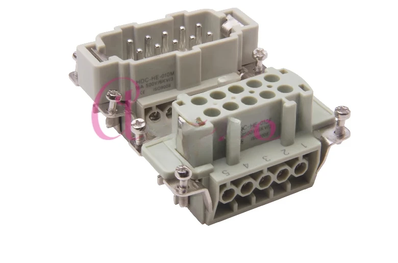 

HDC-HE-010-M HDC-HE-010-F Прочный 10-контактный прямоугольный разъем 16А