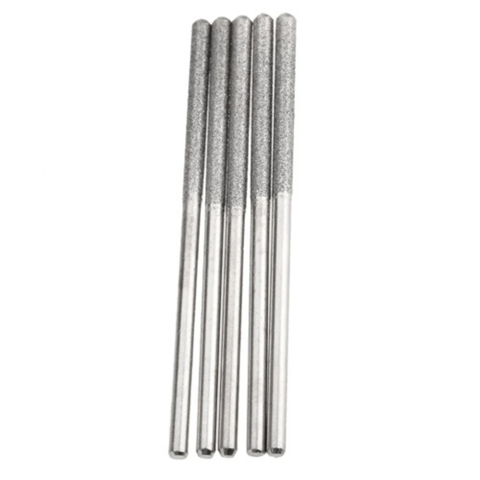 5x 3mm Drill Diamond Coated Grinder Heads Shank Cylindrical Flat Head Lengthened Burrs Set Polishing For Dremel Rotary Tool