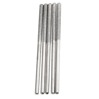 5x 3mm Drill Diamond Coated Grinder Heads Shank Cylindrical Flat Head Lengthened Burrs Set Polishing For Dremel Rotary Tool