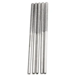 5x 3mm Drill Diamond Coated Grinder Heads Shank Cylindrical Flat Head Lengthened Burrs Set Polishing For Dremel Rotary Tool
