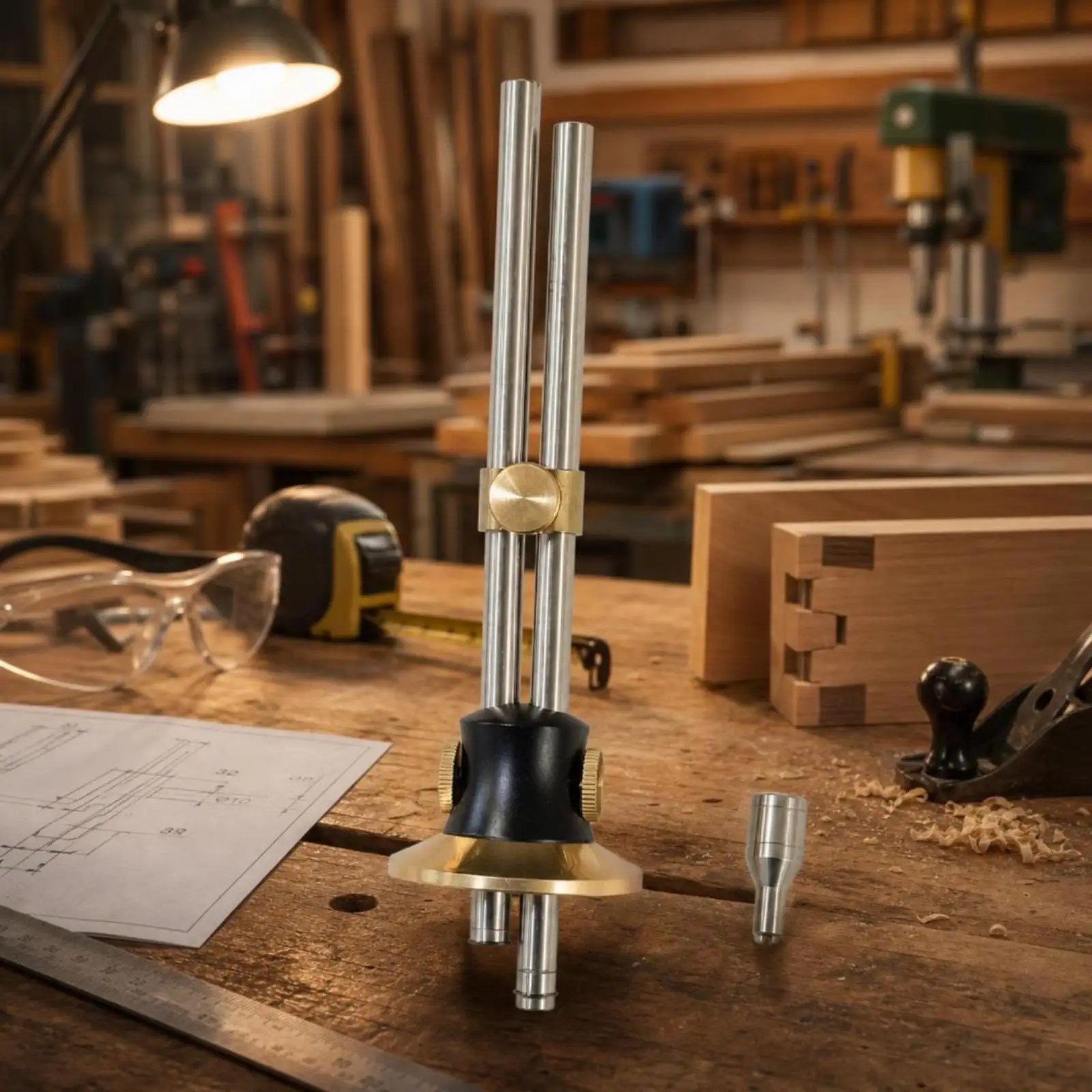 Woodworking Marking Gauge Dual Axis Metal Scriber with Knurled Knobs for Accurate Wood Layout