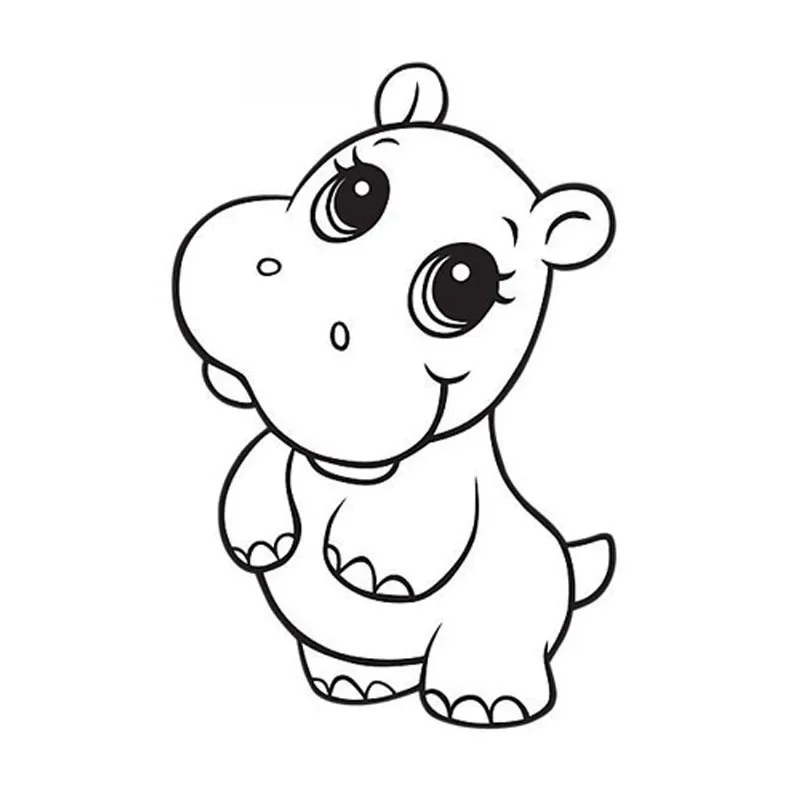 

Cartoon Cute Hippo Graphic Sticker Car Shell Scratch Decoration Sticker Accessories Creative Waterproof Black/white,15cm*10cm