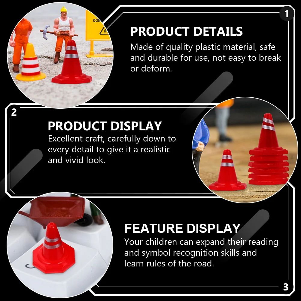 60 Pcs Roadblock Sign Traffic Cones Simulation Toys Small Signs Miniature Model