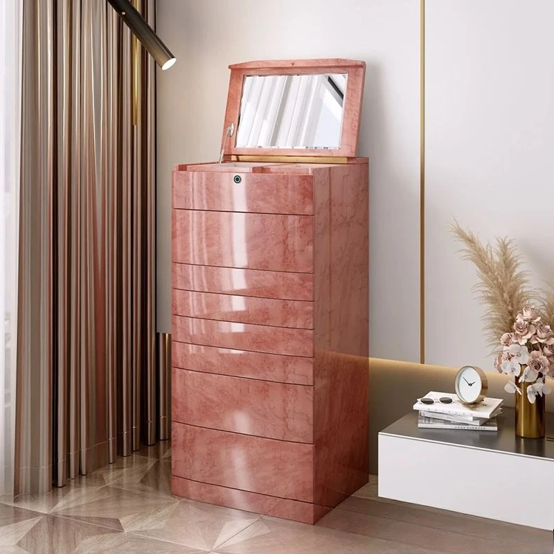 FG light luxury fingerprint lock jewelry cabinet high-end storage villa home solid wood floor jewelry cabinet