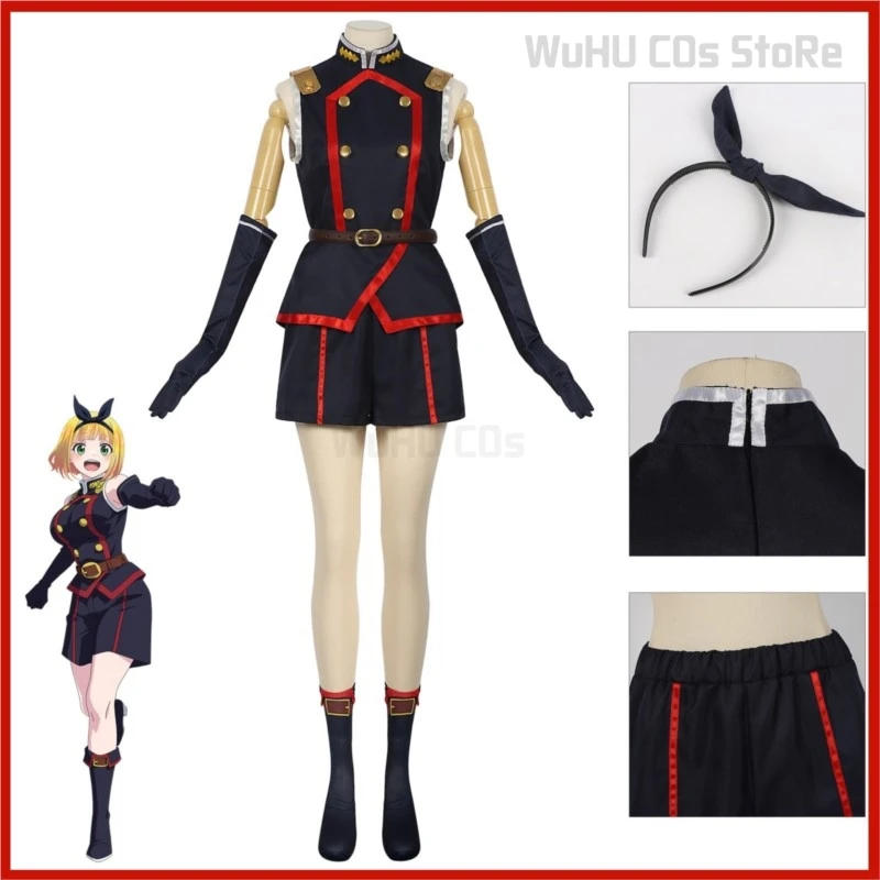 Anime Soldado Acorrentado Suruga Shushu Cosplay Traje para Mulheres, Tops e Shorts Pretos Sem Mangas, Uniforme Adulto, Sexy Fato de Carnaval