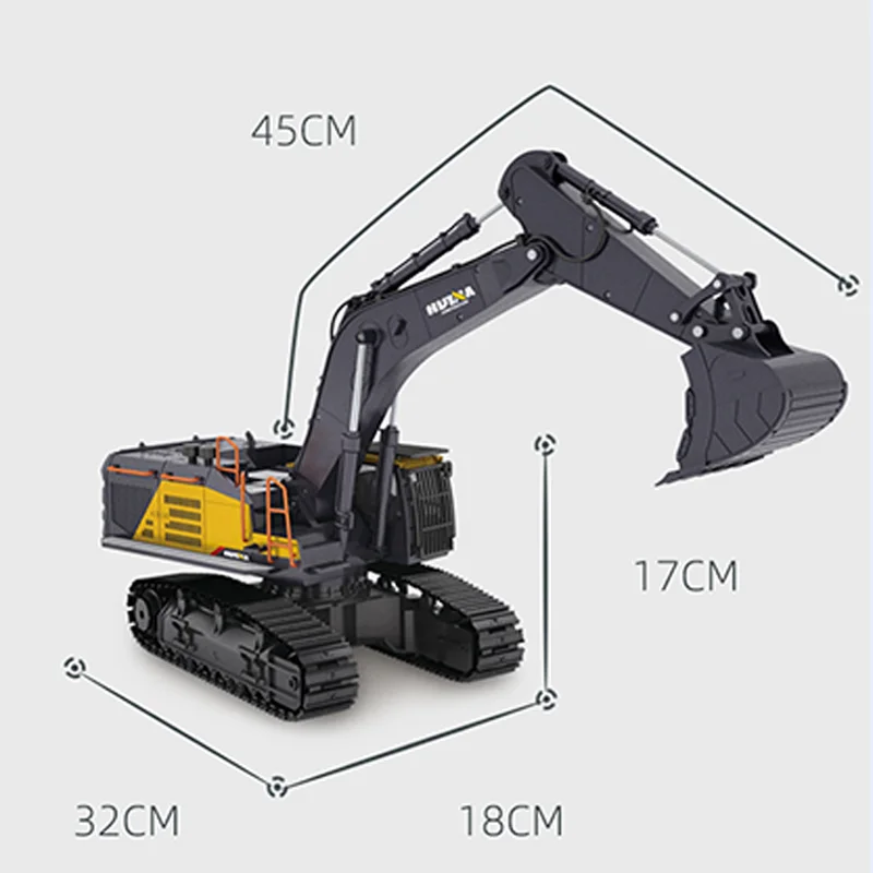 Toys HUINA 1/14 1592 RTR Tracked RC Excavator Truck Car TOUCAN Radio Control Model 2.4G Light Sound Outdoor For Boys TH18065