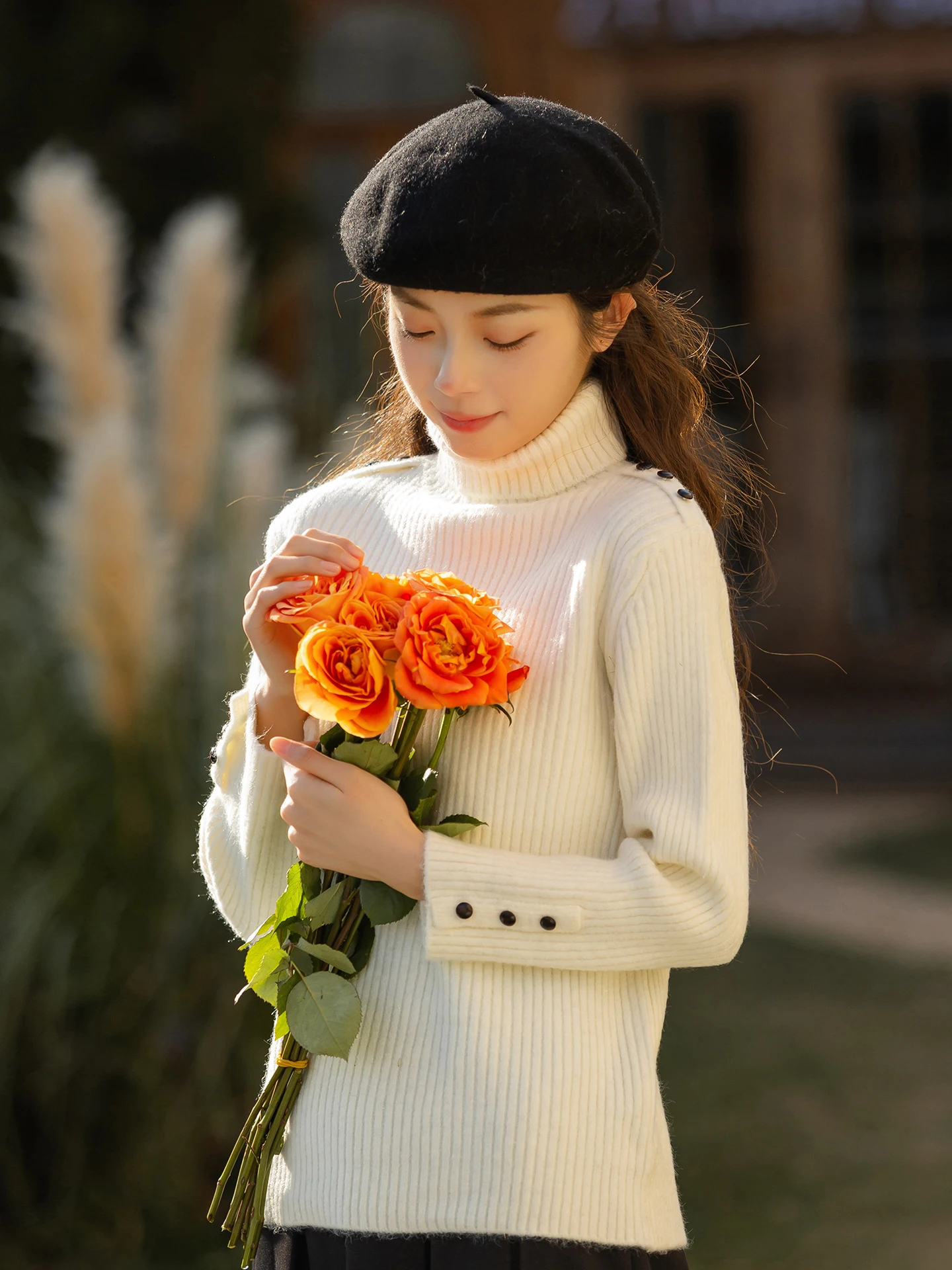 

Белый трикотажный джемпер с высоким воротником, простой дизайн, на пуговицах, для ношения под одеждой, цвет Left Bank, корейский стиль, зима 2025, мягкий, облегающий, длинный рукав