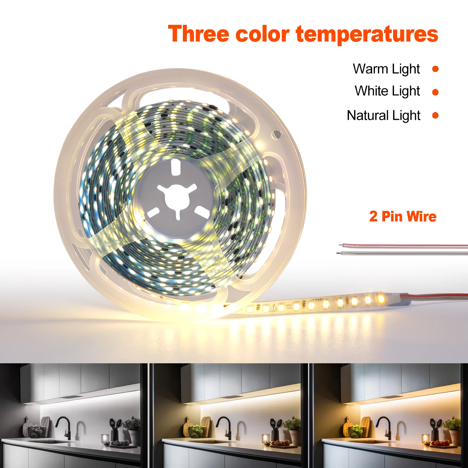 10M 20M 50M/Roll 2835 LED Strip AC220V-240V 120LEDs/M  High Brightness Flexible Ribbon Rope Lights Kitchen Home Decor 9 Colors