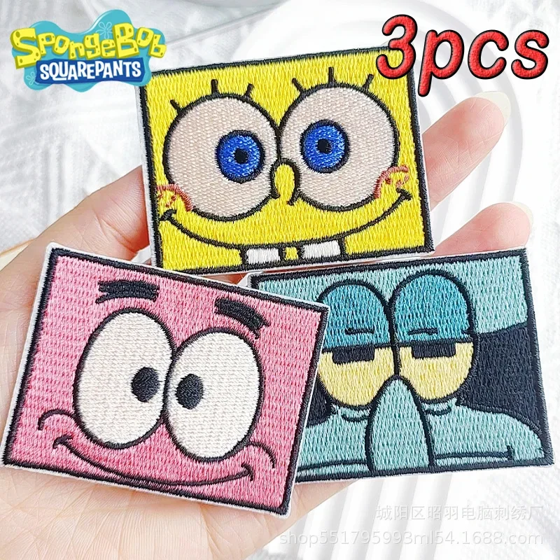 Sponge-Bob Anime Embroidery Patch Sewing Cartoon DIY Clothes Ironing Patch Hats Backpack Accessory Decoration for Women