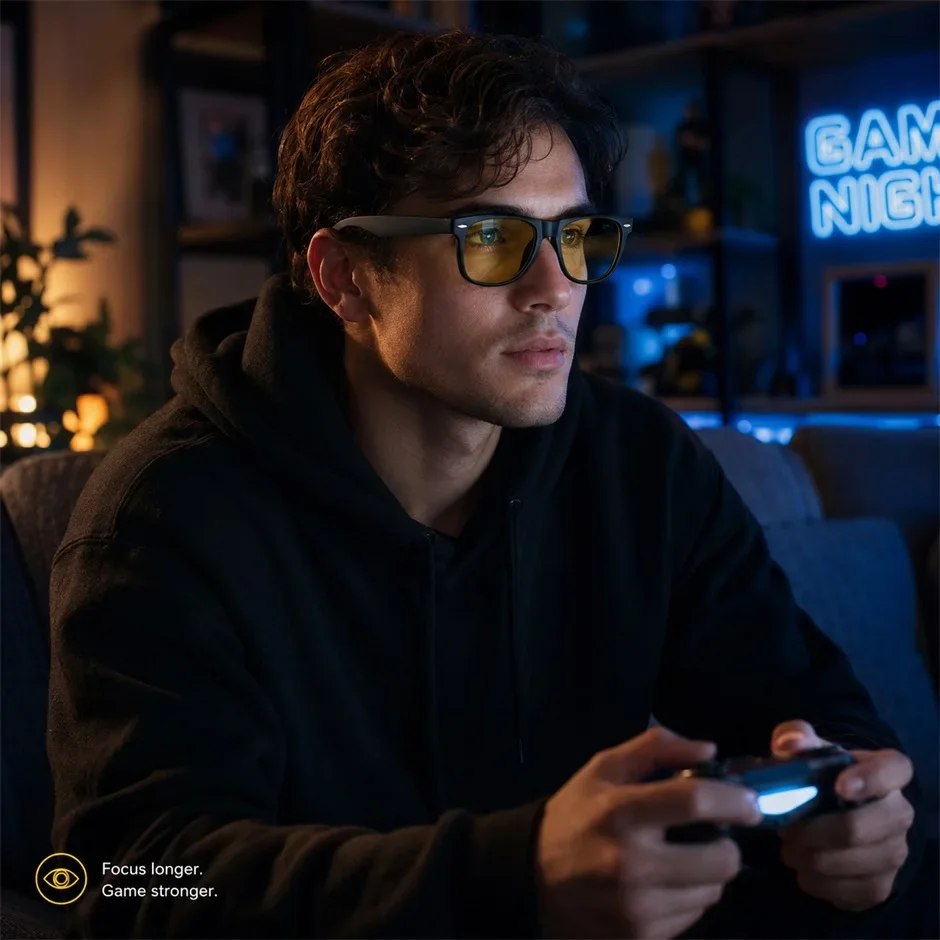 Gaming-Brille mit Blaulichtfilter, HD-Klarglas, Blendschutz, Computerbrille zur Linderung von Augenbelastung für Büro, Laptop und Gaming – Detail 6