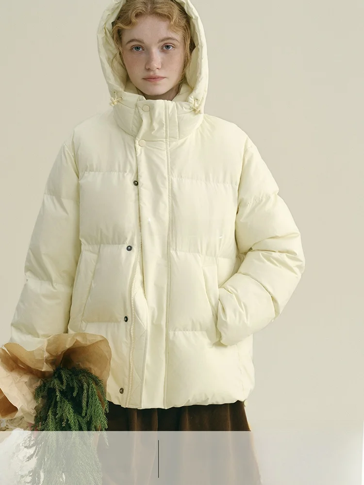 

Rina Berry ort Puffer Jaet Basic Sle Yellow Outerwear Stand Collar Women's Winter Slim Fit Coat with Hood Simple Commut...