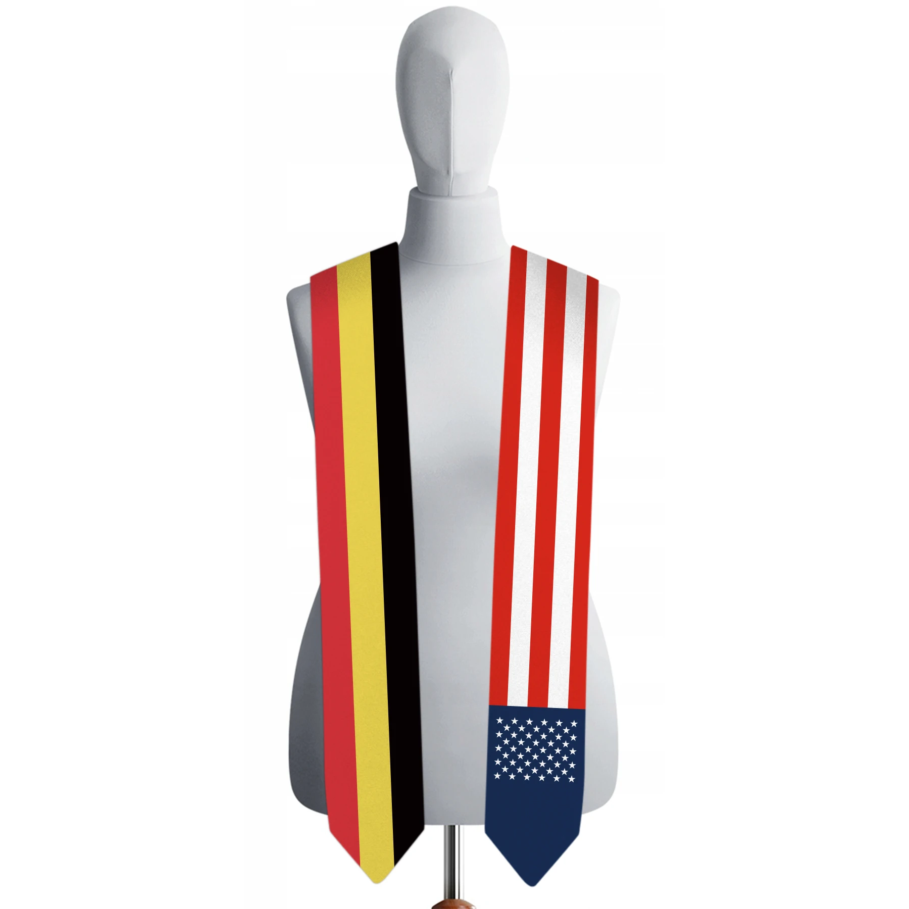 13x180cm USA And Belgium Flag Graduation Sash Bachelor Gown Accessory Graduation Sash Scarf