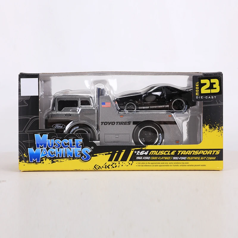 Maisto 1:64 MUSCLE TRANSPORTS 1966 Ford C600 Flatbed/1993 Ford Mustang SVT Cobra Alloy Model Car view 6