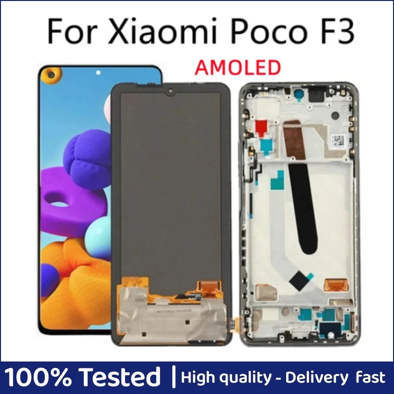 

6.67" AMOLED For Xiaomi Poco F3 M2012K11AG LCD Display Screen Touch Panel Digitizer For Xiaomi Pocophone F3 Display