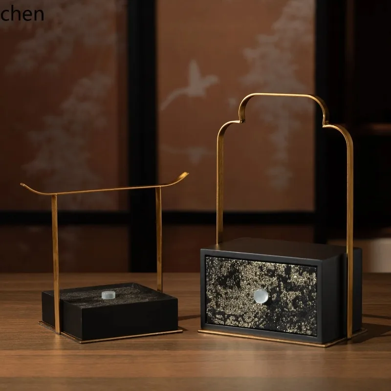 BJ-20 High-End Dark Green Jacquard Jewelry Box Handheld Box Model Room New Chinese Style Tea Room Zen