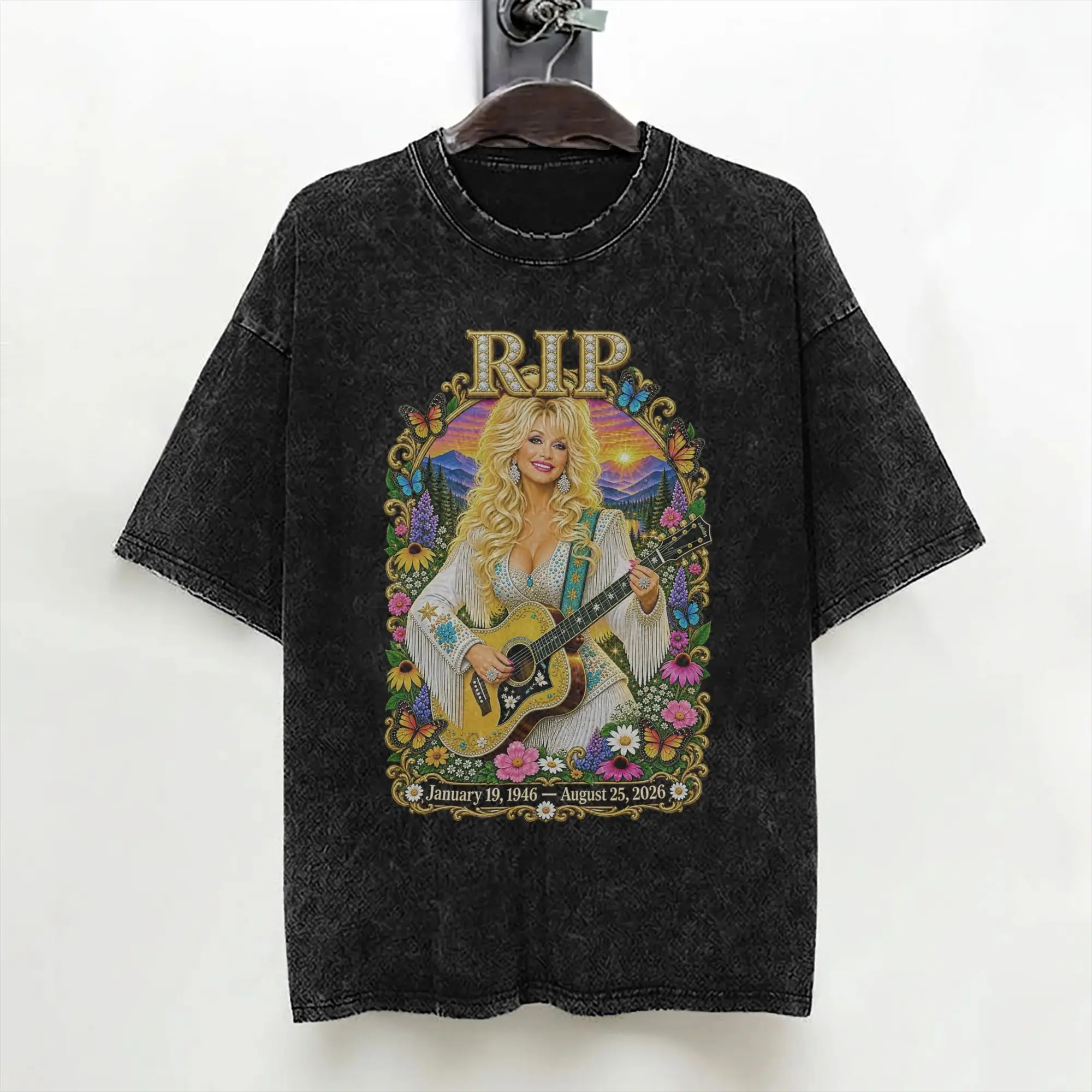 Singer D-Dolly Parton T Shirts Washed Cotton Harajuku T-Shirts  Novelty Men Women Streetwear Graphic Tee Shirt
