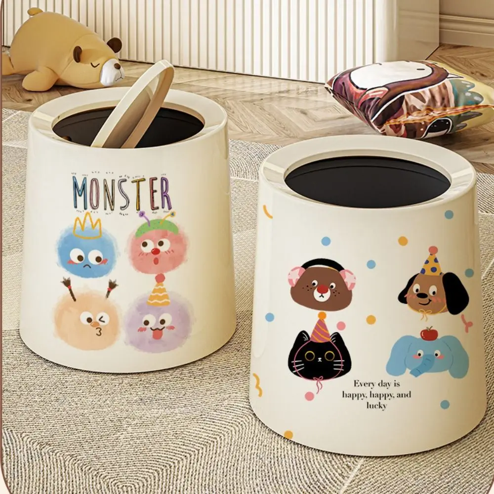 

Dustbin Plastic Garbage Bin Cute Cartoon Trash Can Thickened Creative Paper Basket Toilet