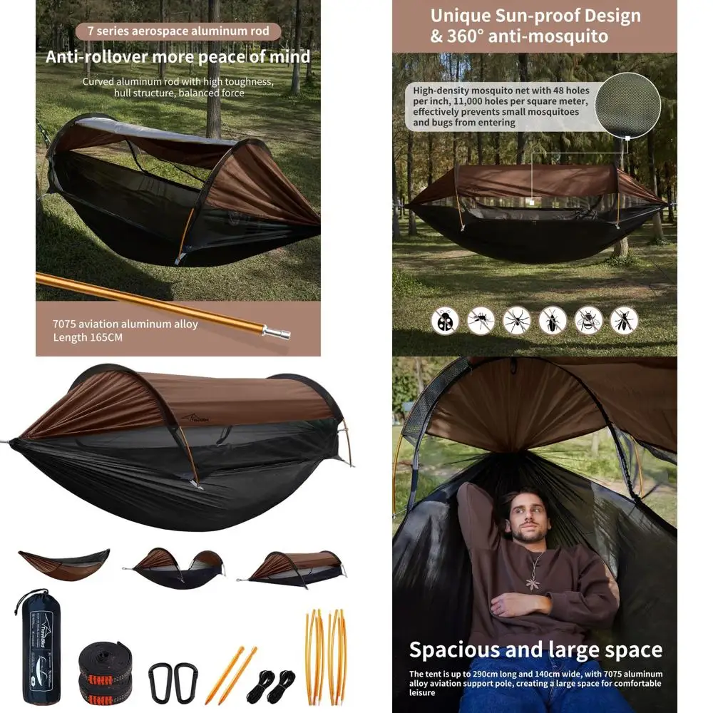 

Double-Person Lightweight Camping Hammock Tent with Mosquito Net and Sunshade, Ideal for Outdoor Adventures and Travel