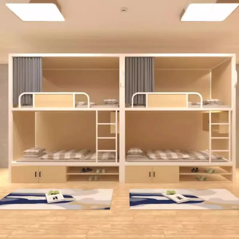Customized bunk beds School dormitory apartment bed Youth hostel space capsule all-inclusive bed Steel wood mother bed