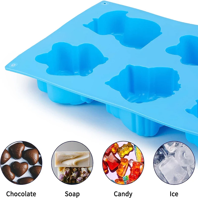 2Pcs 3D Silicone Mat Chocolate Cake Soap Candy Cookie Baking Clay Ice DIY Tray Set Decoration Handmade Craft Bear Shape for Kids