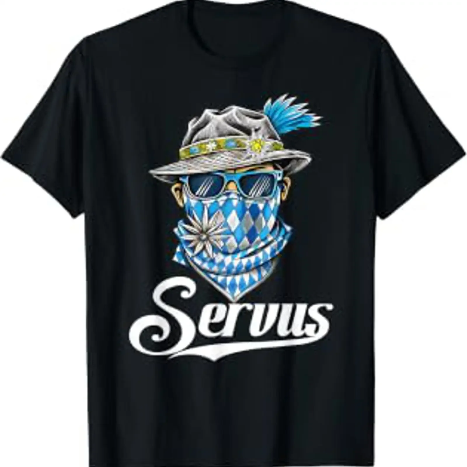 Мужская баварская футболка Servus Trachten для Октоберфеста, черная, винтажная, с эффектом потертости, с принтом, мягкая, слегка сжатая.