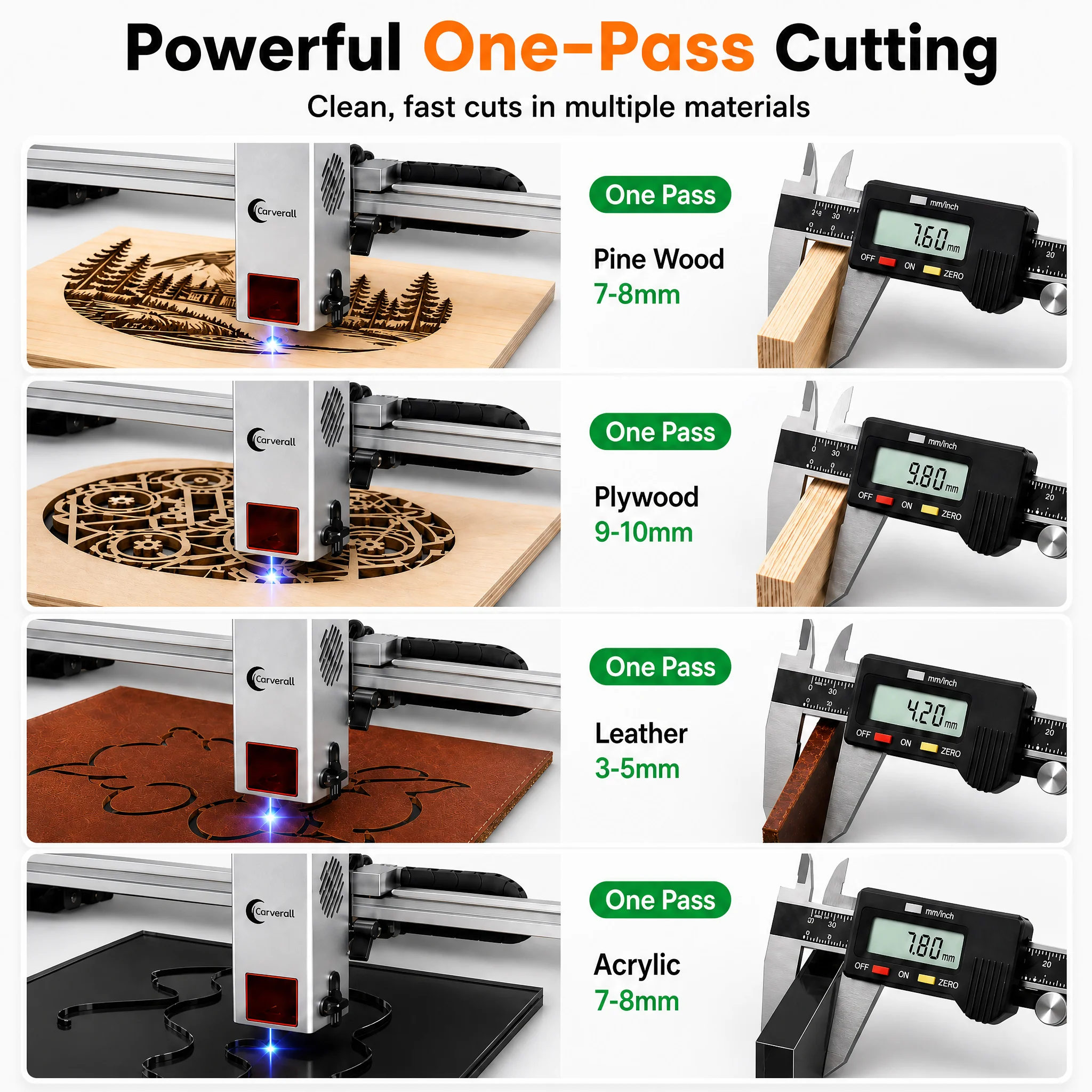 Carverall JL9 20W Laser Engraver Cutter, 300x300mm Desktop Laser Engraving Machine with Dual-Motor Drive, Air Assist, 0.01mm Precision, 3 Focus Modes, WiFi/App/LightBurn/CutLabX, for Wood Acrylic Leather DIY Small Business view 8