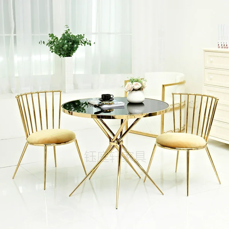 كراسي طعام فاخرة مصنوعة من قماش الفولاذ المقاوم للصدأ وكراسي مسند ظهر حديثة وبسيطة وكراسي قهوة وتفاوض الفنادق