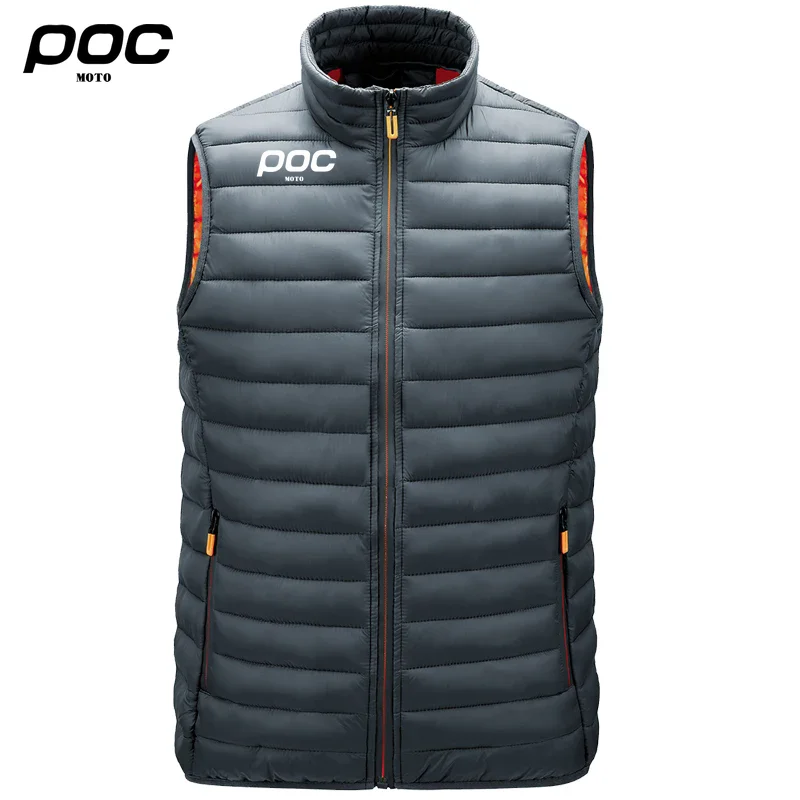 Moto Poc Men Solid Zipper Sleeveless Down Vests Hot Fashion Male Winter Casual Waistcoat Windproof Warm Cycling Jackets 5 Color