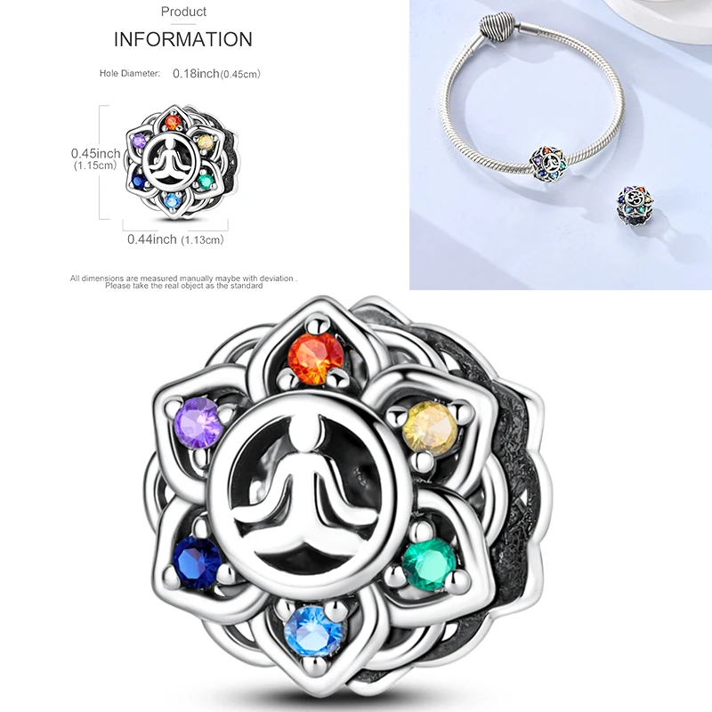 925 Sterling Silber Bunte CZ-Charm-Perlen Herz Baum des Lebens Elefant Hamsa Pfote Sonne Mond für DIY Armband Halskette Geschenk – Detail 16